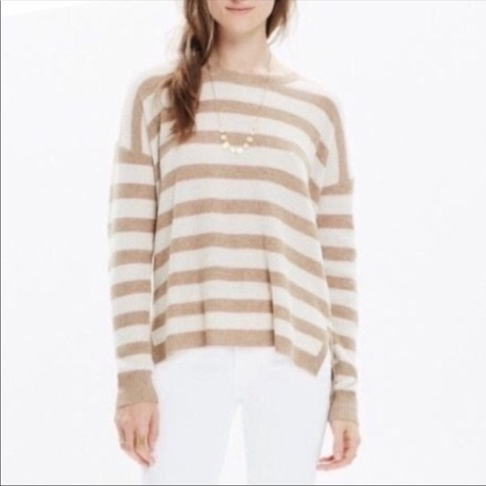 Madewell Brown Cream Wool Alpaca Sweater - Picture 1 of 7